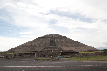 Pyramid of the Sun (second largest in the New World after the Great Pyramid of Cholula) in...