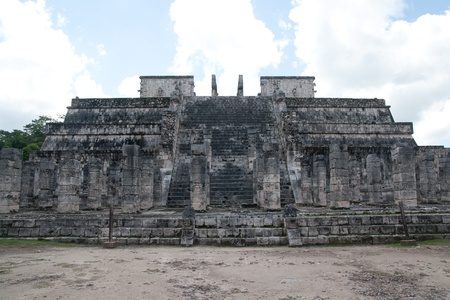 Temple of Kukulkan, often referred to as El Castillo (the castle), Chichen Itza (at the mouth of the...