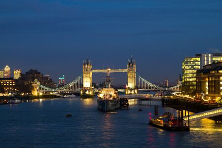 Night view of Tower Bridge in London, UK on 23 November 2011