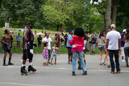 NEW YORK - SEPTEMBER 4: Unknown Central Park Dance Skaters during Skating Day with DJ Rob Scott on...