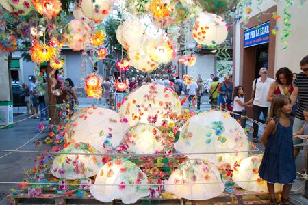 BARCELONA - AUGUST 17: Decoration as part of the Gracia Festival 2011 (La Festa Major de Gracia 2011) on August 17, 2011 in Vila de Gracia, Barcelona, Spainのeditorial素材