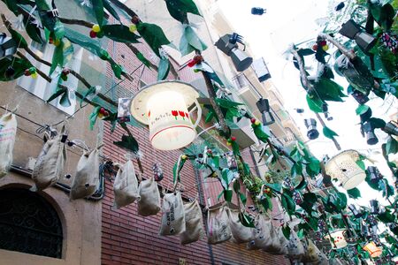 BARCELONA - AUGUST 17: Decoration as part of the Gracia Festival 2011 (La Festa Major de Gracia 2011) on August 17, 2011 in Vila de Gracia, Barcelona, Spainのeditorial素材
