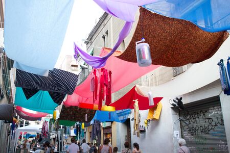 BARCELONA - AUGUST 17: Decoration as part of the Gracia Festival 2011 (La Festa Major de Gracia 2011) on August 17, 2011 in Vila de Gracia, Barcelona, Spainのeditorial素材
