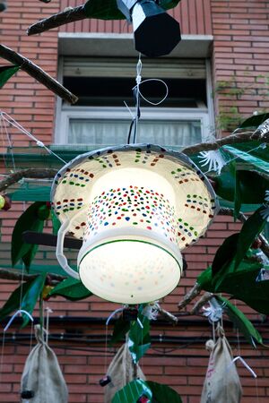 BARCELONA - AUGUST 17: Decoration  as part of the Gracia Festival 2011 (La Festa Major de Gracia 2011) on August 17, 2011 in Vila de Gracia, Barcelona, Spainのeditorial素材