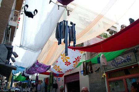 BARCELONA - AUGUST 17: Decoration as part of the Gracia Festival 2011 (La Festa Major de Gracia 2011) on August 17, 2011 in Vila de Gracia, Barcelona, Spainのeditorial素材