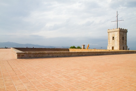 BARCELONA - MAY 13  View of Montjuïc  Montjuich  Castle, the old military fortress on May 13, 2012 in Barcelona Spain のeditorial素材