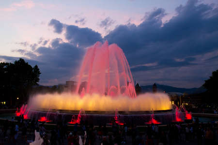 The Magic Fountain of Montjuïc  Font màgica de Montjuïc , situated below the Palau Nacional on the Montjuïc hill and near the Plaça d Espanya, constructed in 1929, Barcelona, Spain  13 May 2012のeditorial素材