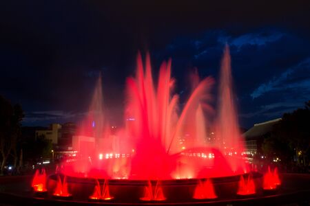 The Magic Fountain of Montjuïc  Font màgica de Montjuïc , situated below the Palau Nacional on the Montjuïc hill and near the Plaça d Espanya, constructed in 1929, Barcelona, Spain  13 May 2012のeditorial素材