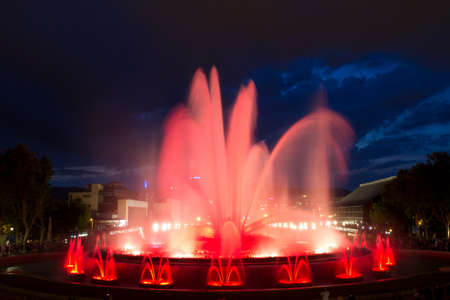 The Magic Fountain of Montjuïc  Font màgica de Montjuïc , situated below the Palau Nacional on the Montjuïc hill and near the Plaça d Espanya, constructed in 1929, Barcelona, Spain  13 May 2012のeditorial素材