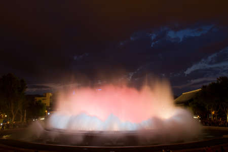 The Magic Fountain of Montjuïc  Font màgica de Montjuïc , situated below the Palau Nacional on the Montjuïc hill and near the Plaça d Espanya, constructed in 1929, Barcelona, Spain  13 May 2012のeditorial素材