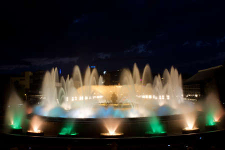 The Magic Fountain of Montjuïc  Font màgica de Montjuïc , situated below the Palau Nacional on the Montjuïc hill and near the Plaça d Espanya, constructed in 1929, Barcelona, Spain  13 May 2012のeditorial素材