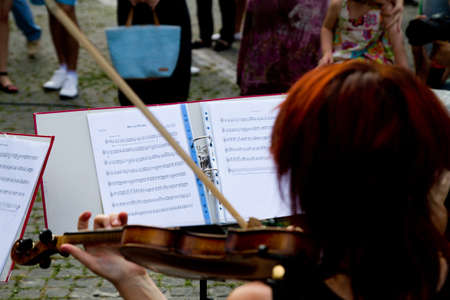 BUCHAREST - JUNE 15  Unknown artists perform on Arthur Verona - Painter street as part of Street Delivery 2012, on June 15, 2012 in Bucharest, Romaniaのeditorial素材