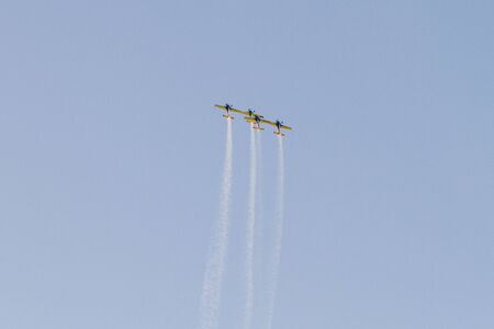 BUCHAREST - JULY 21: Romanian Airshow on Baneasca Airport on July 21, 2012 in Bucharest, Romaniaのeditorial素材