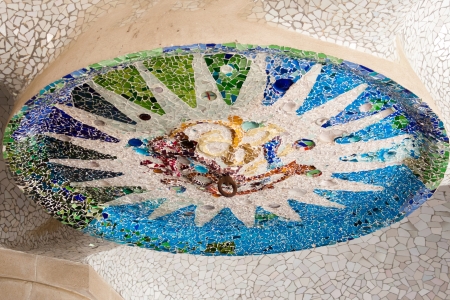 Mosaic pattern - Parc Guell, Barcelona, Spainのeditorial素材