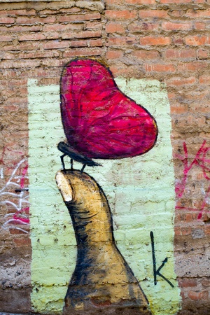 Graffiti the protected UNESCO World Heritage Site of Valparaiso on June 9, 2013 in Valparaiso, Chileのeditorial素材