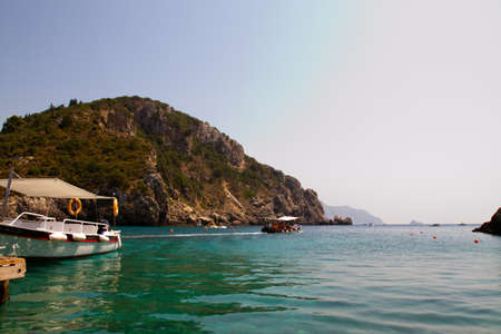 Seascape of coast and beaches in Corfu island, Greeceの写真素材