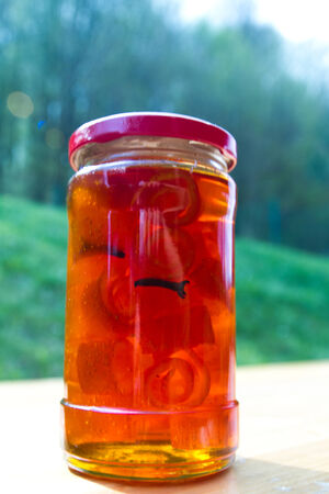 Rustic jars of home made orange marmalade の写真素材