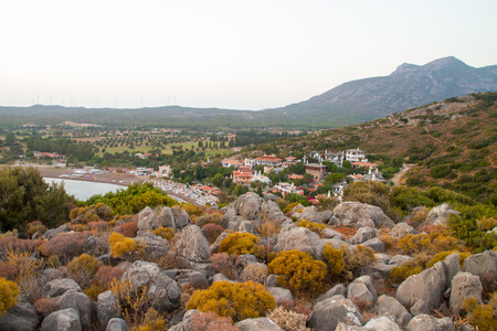 Sunset over sea and mountains in Datca, Turkey.の写真素材