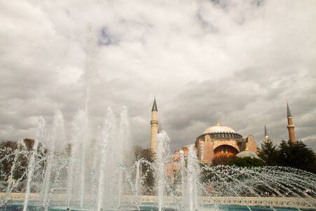 ISTANBUL, TURKEY - SEPTEMBER 23: Hagia Sophia former Greek Orthodox patriarchal basilica (church), later an imperial mosque, and now a museum (Ayasofya M?zesi) on September 23, 2014 in Istanbul, Turkeyのeditorial素材