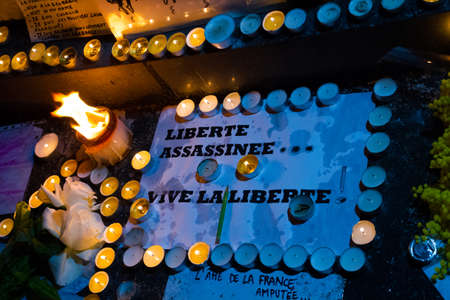 PARIS - JANUARY 8: Peaceful protest against the attack on Charlie Hebdo journalists and promoting...