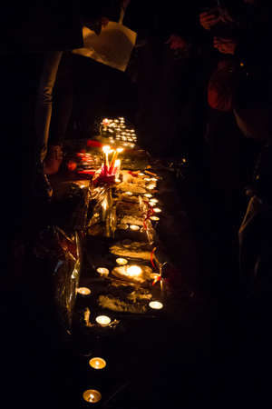 PARIS - JANUARY 8: Peaceful protest in Place de la Republique against the terrorist attack on Charlie Hebdo journal, Paris, France on 08 January 2015のeditorial素材