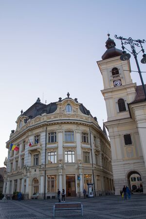 SIBIU - SEPTEMBER 09: Image of the Grand Square in Sibiu (PiaÈ›a Mare din Sibiu, GroÃŸer Ring),...