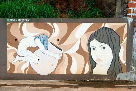IGUAZU, ARGENTINA - OCTOBER 30: Graffiti by unknown artists in Iguazu city, Argentina on October 30th, 2016のeditorial素材