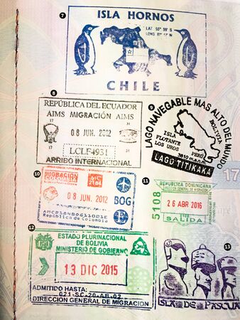 Passport stamps from around the worldのeditorial素材