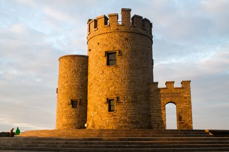 Beautiful landscape at the famous Cliffs of Moher and  O'Brien's Tower in Co. Clare, Europe, irelandの写真素材