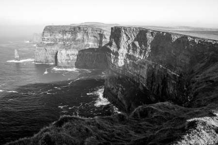 Beautiful landscape at the famous Cliffs of Moher and  O'Brien's Tower in Co. Clare, Europe, irelandの写真素材