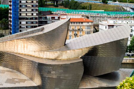 BILBAO - JULY 21: Exterior view of the The Guggenheim Museum Bilbao, museum of modern and contemporary art designed by Canadian-American architect Frank Gehry, in Bilbao, Basque Country, Bizkaia, Spain on July 21st, 2017のeditorial素材