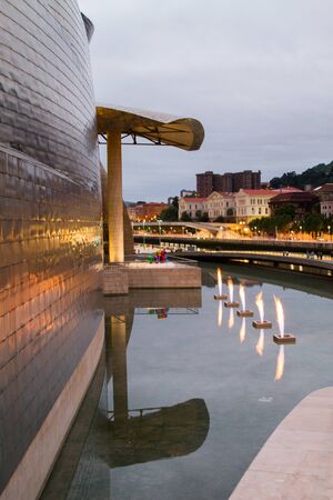BILBAO - JULY 21: Exterior view of the The Guggenheim Museum Bilbao, museum of modern and contemporary art designed by Canadian-American architect Frank Gehry, in Bilbao, Basque Country, Bizkaia, Spain on July 21st, 2017のeditorial素材