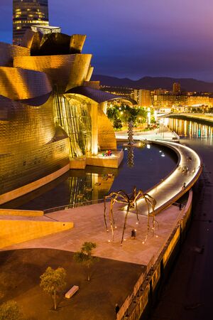 BILBAO - JULY 21: Exterior view of the The Guggenheim Museum Bilbao, museum of modern and contemporary art designed by Canadian-American architect Frank Gehry, in Bilbao, Basque Country, Bizkaia, Spain on July 21st, 2017のeditorial素材