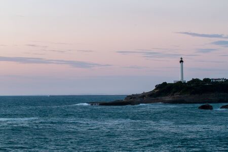 Sunset reflection in the water in Biarritz, France, Bay of Biscayの写真素材
