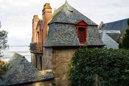 Le Mont-Saint-Michel, off the country's northwestern coast, at the mouth of the Couesnon River near Avranches in Normandy, Franceの写真素材