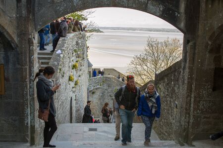 Le Mont-Saint-Michel, off the country's northwestern coast, at the mouth of the Couesnon River near Avranches in Normandy, Franceのeditorial素材