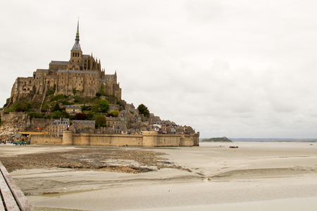 Le Mont-Saint-Michel, off the country's northwestern coast, at the mouth of the Couesnon River near Avranches in Normandy, Franceの写真素材