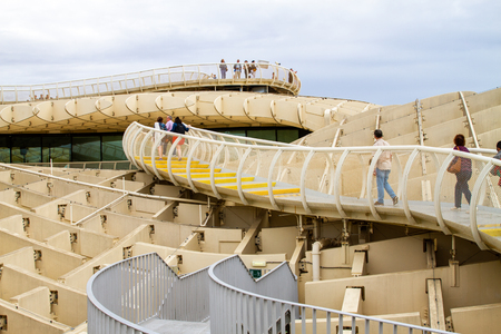 Sevilla, Spain - September, 21:  View of Sevilla Mushrooms , also known as Metropol Parasol project by architect JÃ¼rgen Mayer,  the largest wood structure of the world in Plaza de la Encarnacion, Seville,  Andalusia (Spain) on Sept 29th, 2019のeditorial素材