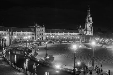 Sevilla, Spain - September 22, 2019:  "La Plaza de Espana", 
The Spanish Square touristic attaction built in Renaissance style in  Seville,  Andalusia Spain on Sept 22nd, 2019の写真素材