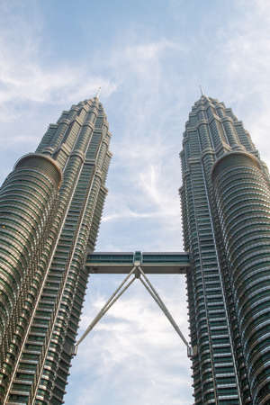 Kuala Lumpur, Malaysia - January 18 2020: Architectural details of the Petronas Twin Towers, among the tallest buildings in the world on January 18th, 2020 in Kuala Lumpur, Malaysiaのeditorial素材