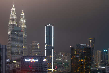 Kuala Lumpur, Malaysia - January 18 2020: Architectural details of the Petronas Twin Towers, among the tallest buildings in the world on January 18th, 2020 in Kuala Lumpur, Malaysiaのeditorial素材