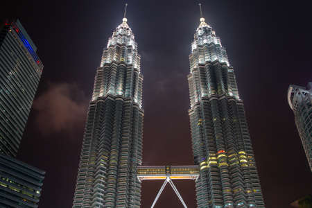 Kuala Lumpur, Malaysia - January 18 2020: Architectural details of the Petronas Twin Towers, among the tallest buildings in the world on January 18th, 2020 in Kuala Lumpur, Malaysiaのeditorial素材