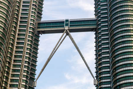 Kuala Lumpur, Malaysia - January 18 2020: Architectural details of the Petronas Twin Towers, among the tallest buildings in the world on January 18th, 2020 in Kuala Lumpur, Malaysiaのeditorial素材