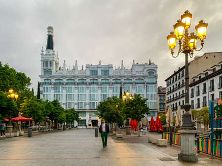 Madrid, Spain - May12-19 2020: Madrid street life, with people and buildings  after the total lockdown in Madrid due to Coronavirus (COVID-19) infectious diseaseのeditorial素材