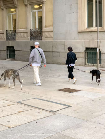 Madrid, Spain - May12-19 2020: Madrid street life, with people and buildings  after the total lockdown in Madrid due to Coronavirus (COVID-19) infectious diseaseのeditorial素材