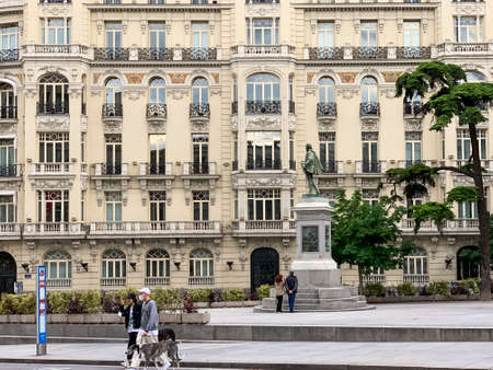 Madrid, Spain - May12-19 2020: Madrid street life, with people and buildings  after the total lockdown in Madrid due to Coronavirus (COVID-19) infectious diseaseのeditorial素材