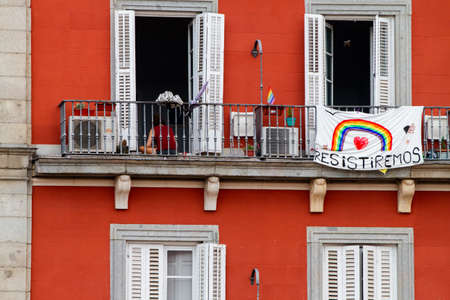 Madrid, Spain - May24 2020: View of Madrid residents and buildings, as the city moves into phase1 after the total lockdown due to Coronavirus (COVID-19) infectious disease caused by Sars-cov-2のeditorial素材