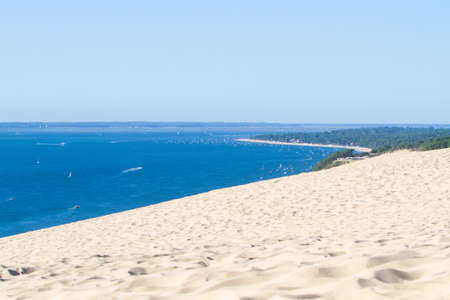 The Dune of Pilat (Grande Dune du Pilat) tallest sand dune in Europe, in La Teste-de-Buch in the Arcachon Bay area, France, 60 km from Bordeauxの写真素材