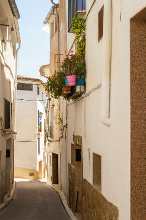 Chelva, Spain - June 29, 2020: View from the empty streets of the village in summer after covid-19 lockdown in Chelva, Valencia, Spain on June 29th, 2020のeditorial素材