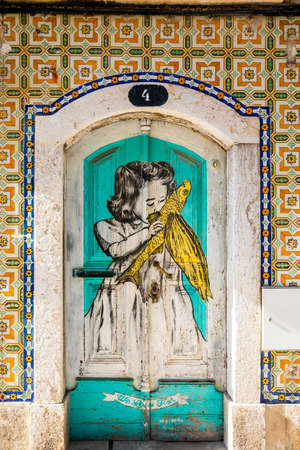 Setubal, Portugal - October 30, 2020: Architecture details of Setubal, close to Lisbon, the capital and the largest city of Portugal, on October 30th, 2021 in Setubal, Portugalのeditorial素材